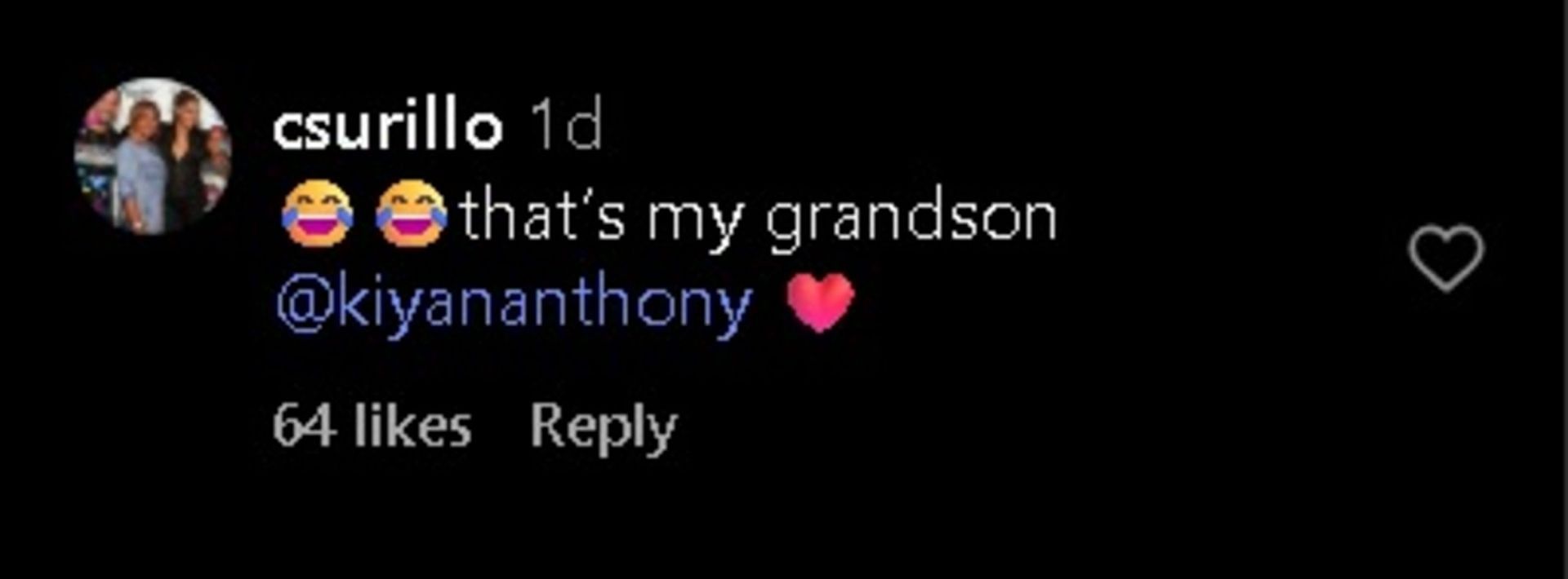 Carmen Surillo comments on daughter La La and grandson Kiyan Anthony's DoorDash ad (source: IG/ lala)